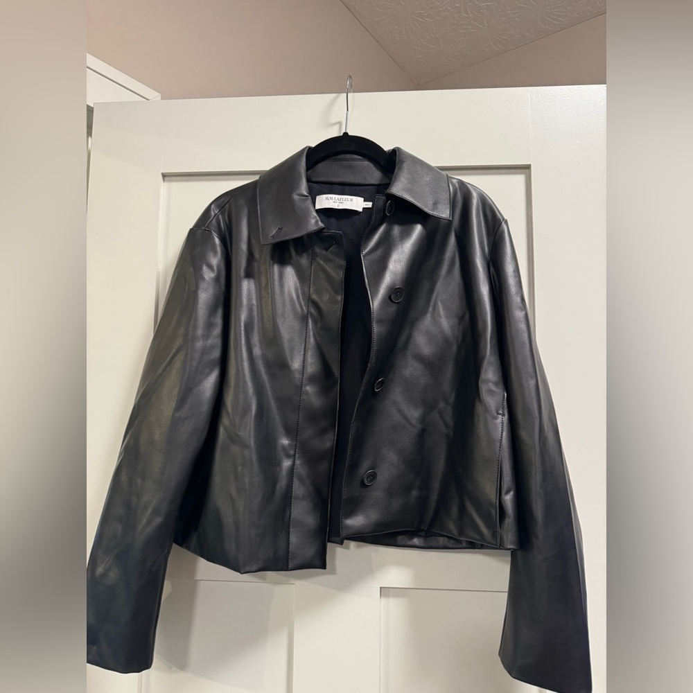 MM Lafleur black vegan cropped leather jacket size small Never worn